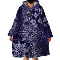 Vintage Tonga Tribal Ngatu Pattern Wearable Blanket Hoodie With Pacific Floral Pink Art LT9 - Polynesian Pride