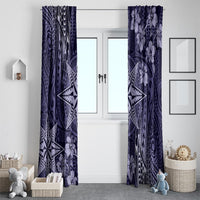 Vintage Tonga Tribal Ngatu Pattern Window Curtain With Pacific Floral Pink Art LT9 - Polynesian Pride
