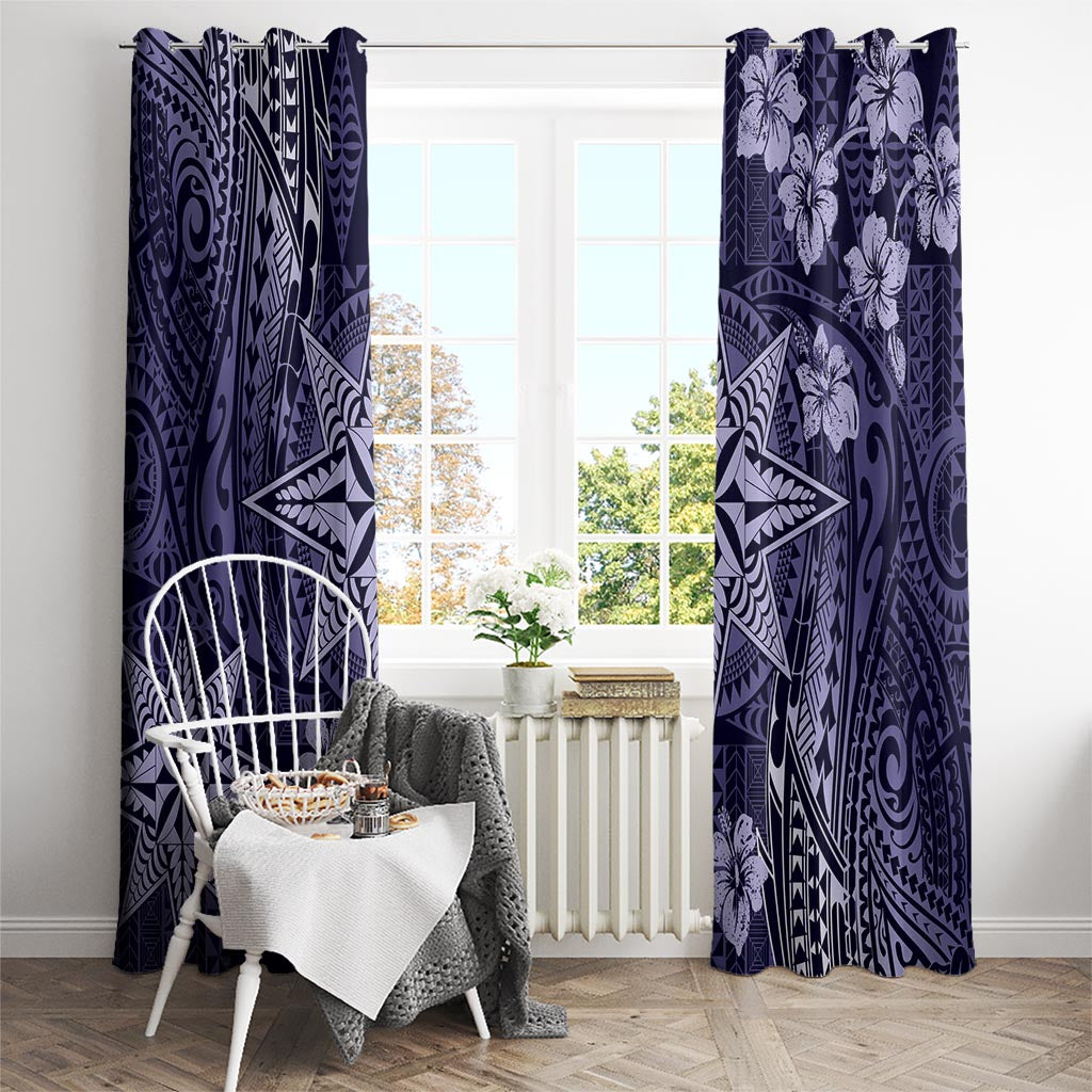 Vintage Tonga Tribal Ngatu Pattern Window Curtain With Pacific Floral Pink Art LT9 - Polynesian Pride