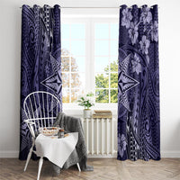 Vintage Tonga Tribal Ngatu Pattern Window Curtain With Pacific Floral Pink Art LT9 - Polynesian Pride