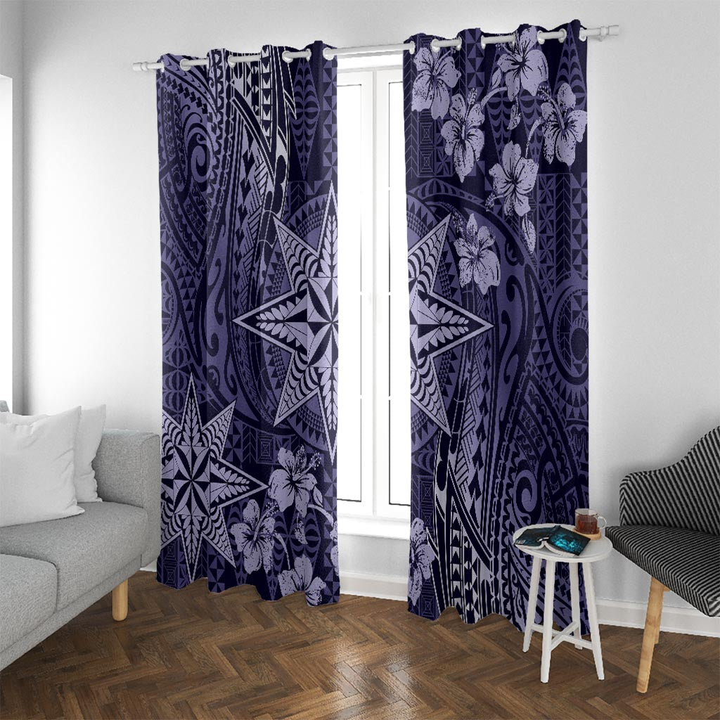 Vintage Tonga Tribal Ngatu Pattern Window Curtain With Pacific Floral Pink Art LT9 With Grommets Pink - Polynesian Pride