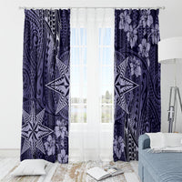 Vintage Tonga Tribal Ngatu Pattern Window Curtain With Pacific Floral Pink Art LT9 - Polynesian Pride