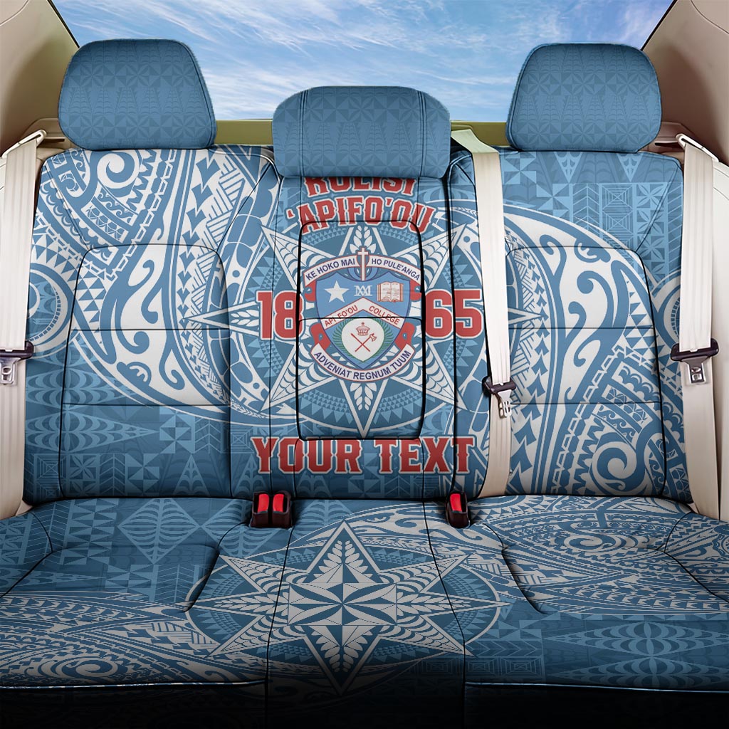 Personalised Tonga Apifo'ou College Back Car Seat Cover Since 1865 Special Kupesi Pattern LT9 One Size Blue - Polynesian Pride