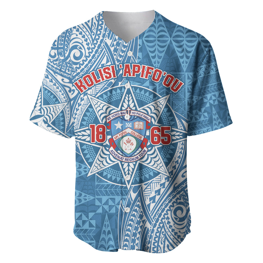 Personalised Tonga Apifo'ou College Baseball Jersey Since 1865 Special Kupesi Pattern LT9 Blue - Polynesian Pride