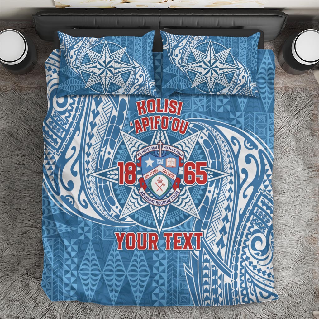Personalised Tonga Apifo'ou College Bedding Set Since 1865 Special Kupesi Pattern LT9 Blue - Polynesian Pride