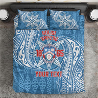 Personalised Tonga Apifo'ou College Bedding Set Since 1865 Special Kupesi Pattern LT9 Blue - Polynesian Pride