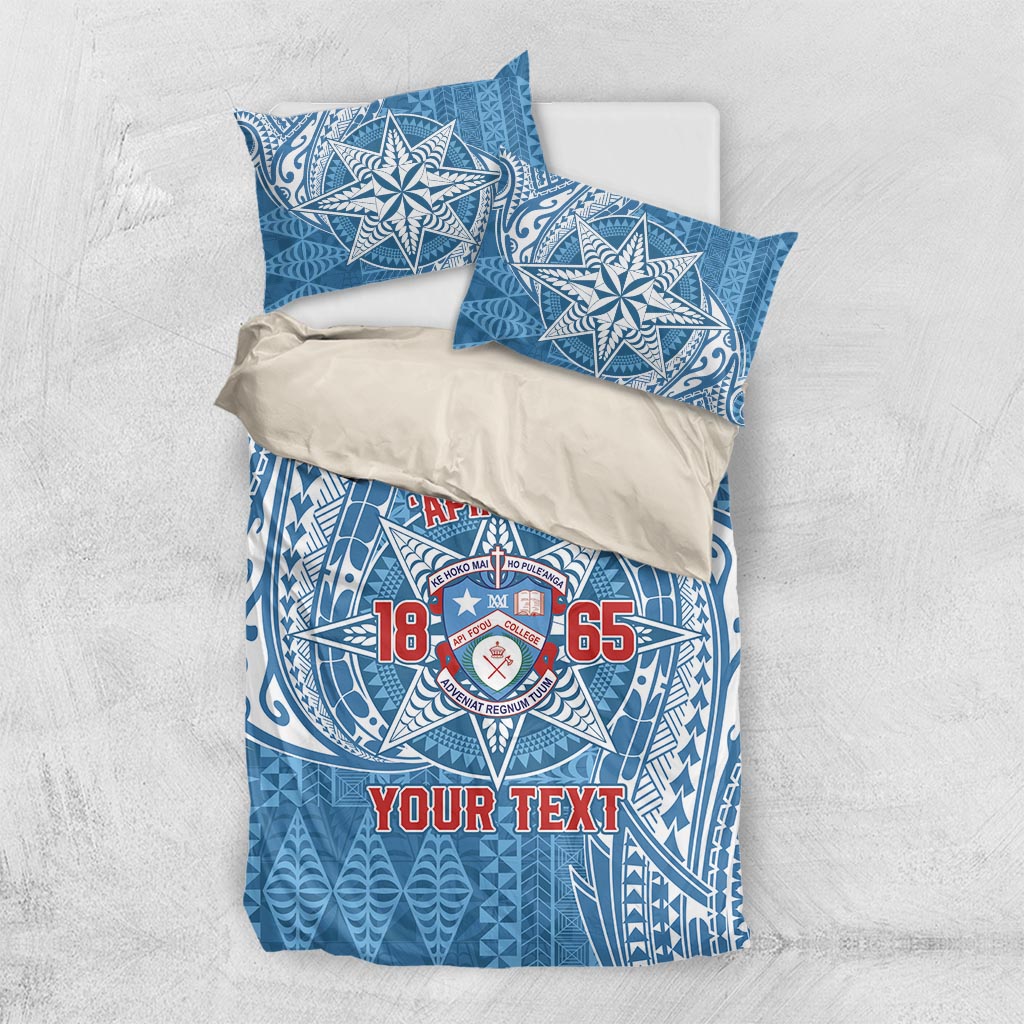 Personalised Tonga Apifo'ou College Bedding Set Since 1865 Special Kupesi Pattern LT9 US Twin 172cm x 218cm Blue - Polynesian Pride