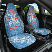 Personalised Tonga Apifo'ou College Car Seat Cover Since 1865 Special Kupesi Pattern LT9 One Size Blue - Polynesian Pride