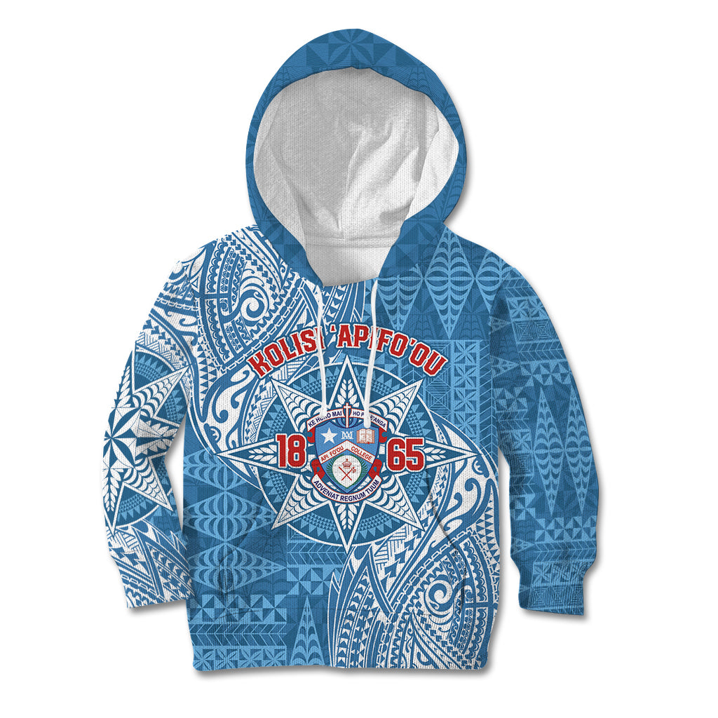 Personalised Tonga Apifo'ou College Kid Hoodie Since 1865 Special Kupesi Pattern LT9 Hoodie Blue - Polynesian Pride