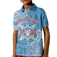 Personalised Tonga Apifo'ou College Kid Polo Shirt Since 1865 Special Kupesi Pattern LT9 Kid Blue - Polynesian Pride
