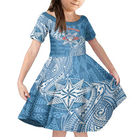 Personalised Tonga Apifo'ou College Kid Short Sleeve Dress Since 1865 Special Kupesi Pattern LT9 KID Blue - Polynesian Pride