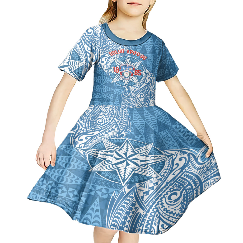 Personalised Tonga Apifo'ou College Kid Short Sleeve Dress Since 1865 Special Kupesi Pattern LT9 - Polynesian Pride