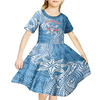 Personalised Tonga Apifo'ou College Kid Short Sleeve Dress Since 1865 Special Kupesi Pattern LT9 - Polynesian Pride