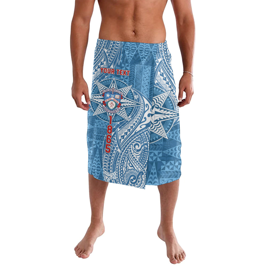 Personalised Tonga Apifo'ou College Lavalava Since 1865 Special Kupesi Pattern LT9 Blue - Polynesian Pride