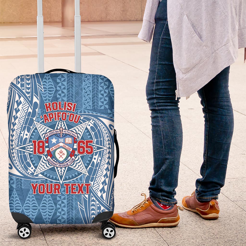 Personalised Tonga Apifo'ou College Luggage Cover Since 1865 Special Kupesi Pattern LT9 Blue - Polynesian Pride