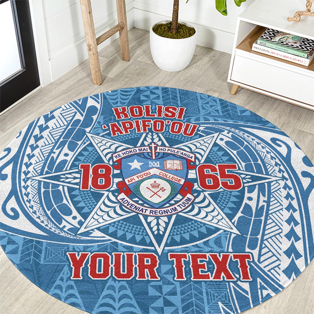 Personalised Tonga Apifo'ou College Round Carpet Since 1865 Special Kupesi Pattern