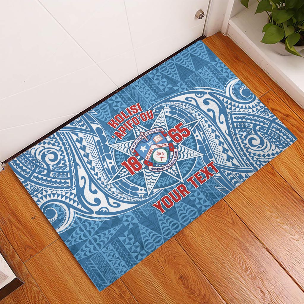 Personalised Tonga Apifo'ou College Rubber Doormat Since 1865 Special Kupesi Pattern