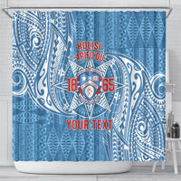 Personalised Tonga Apifo'ou College Shower Curtain Since 1865 Special Kupesi Pattern LT9 - Polynesian Pride