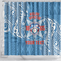 Personalised Tonga Apifo'ou College Shower Curtain Since 1865 Special Kupesi Pattern LT9 - Polynesian Pride