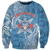 Personalised Tonga Apifo'ou College Sweatshirt Since 1865 Special Kupesi Pattern LT9 Unisex Blue - Polynesian Pride