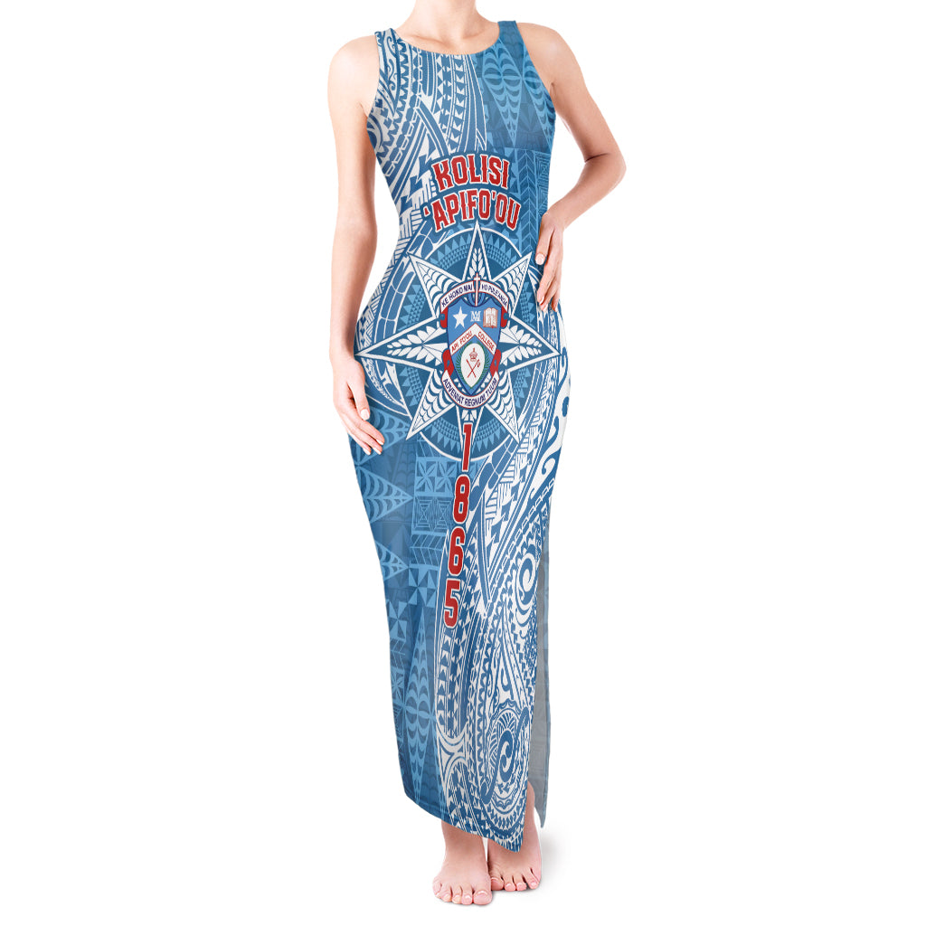 Personalised Tonga Apifo'ou College Tank Maxi Dress Since 1865 Special Kupesi Pattern