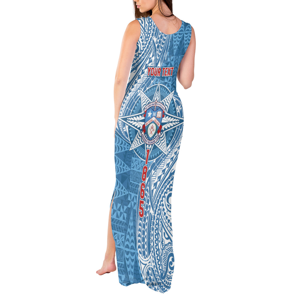 Personalised Tonga Apifo'ou College Tank Maxi Dress Since 1865 Special Kupesi Pattern LT9 - Polynesian Pride
