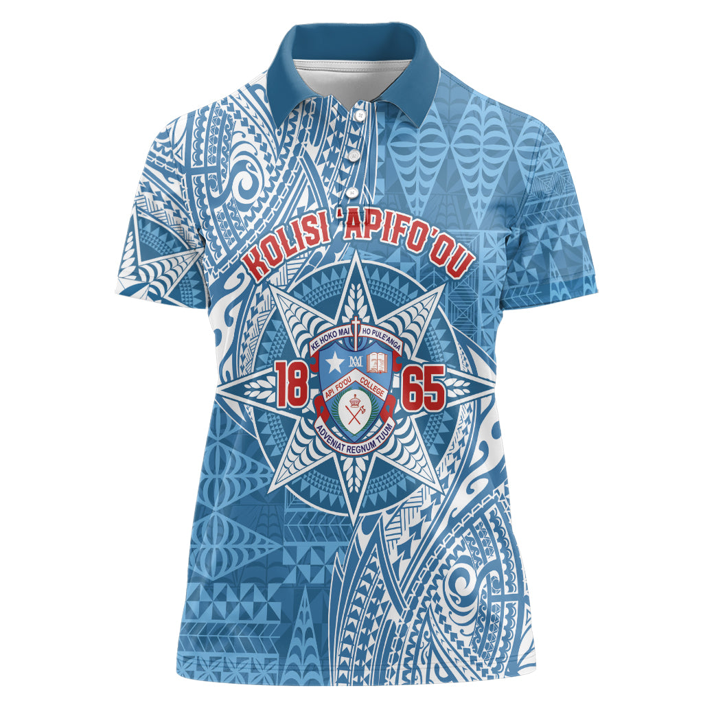 Personalised Tonga Apifo'ou College Women Polo Shirt Since 1865 Special Kupesi Pattern