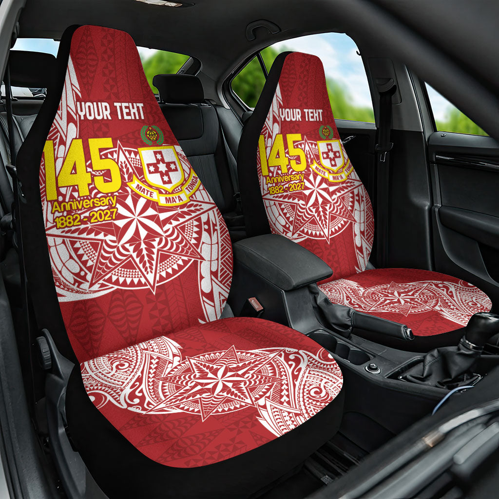 Personalised Kolisi Tonga Atele 145th Anniversary Car Seat Cover Special Kupesi Pattern LT9 One Size White - Polynesian Pride