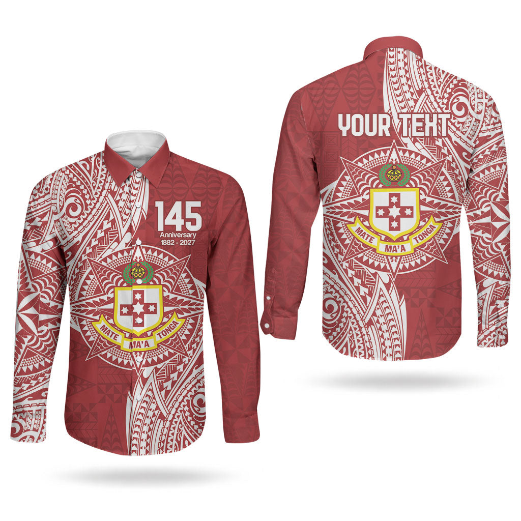 Personalised Kolisi Tonga Atele 145th Anniversary Couples Matching Puletasi and Long Sleeve Button Shirt Special Kupesi Pattern LT9 - Polynesian Pride