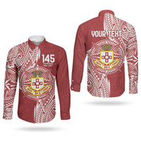 Personalised Kolisi Tonga Atele 145th Anniversary Couples Matching Puletasi and Long Sleeve Button Shirt Special Kupesi Pattern LT9 - Polynesian Pride