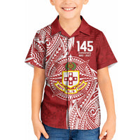 Personalised Kolisi Tonga Atele 145th Anniversary Kid Hawaiian Shirt Special Kupesi Pattern LT9 Kid White - Polynesian Pride