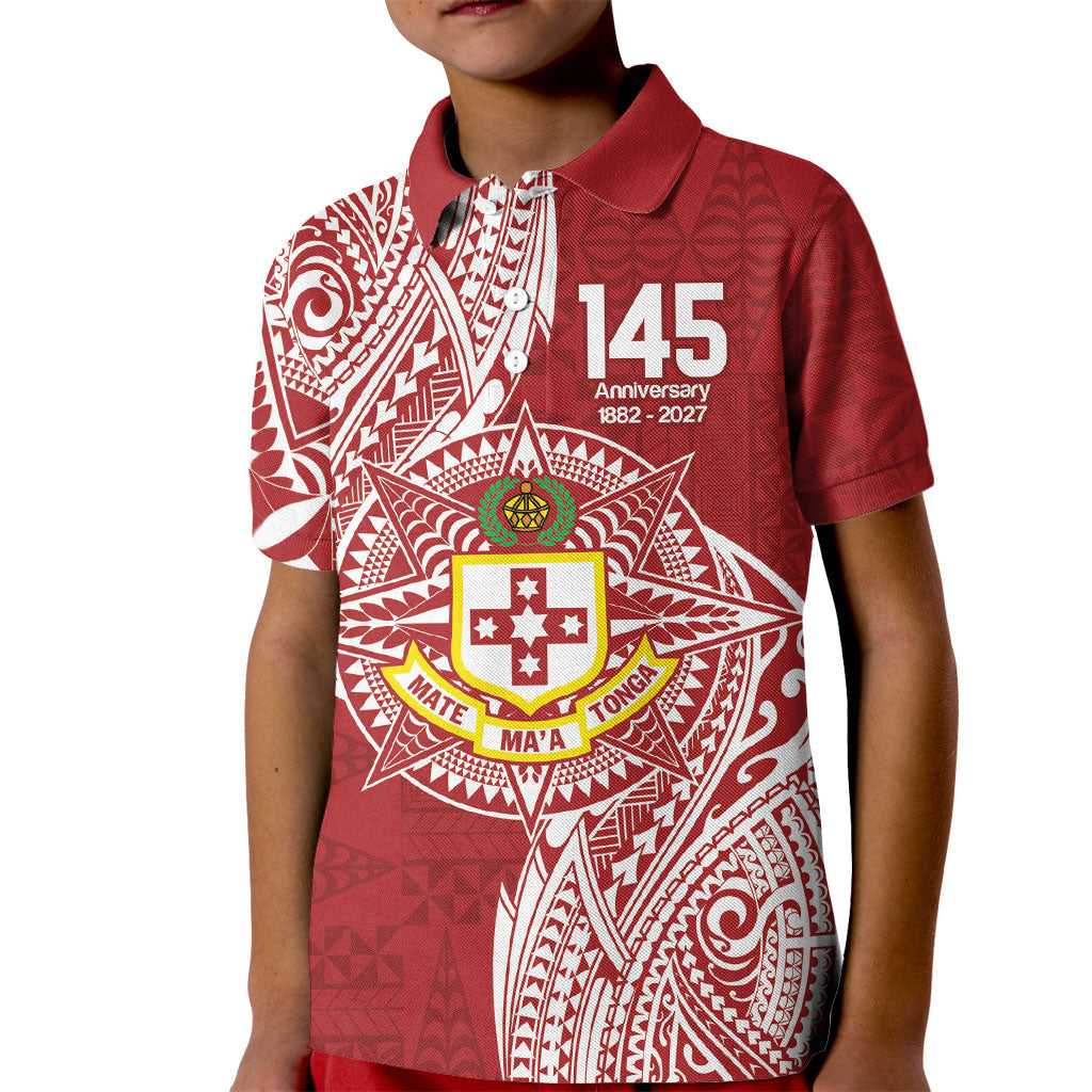 Personalised Kolisi Tonga Atele 142nd Anniversary Kid Polo Shirt Special Kupesi Pattern LT9 Kid White - Polynesian Pride