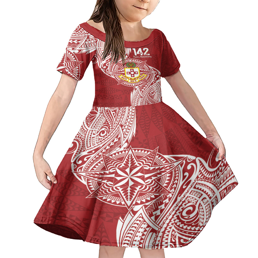 Personalised Kolisi Tonga Atele 142nd Anniversary Kid Short Sleeve Dress Special Kupesi Pattern