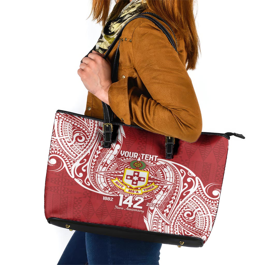 Personalised Kolisi Tonga Atele 142nd Anniversary Leather Tote Bag Special Kupesi Pattern