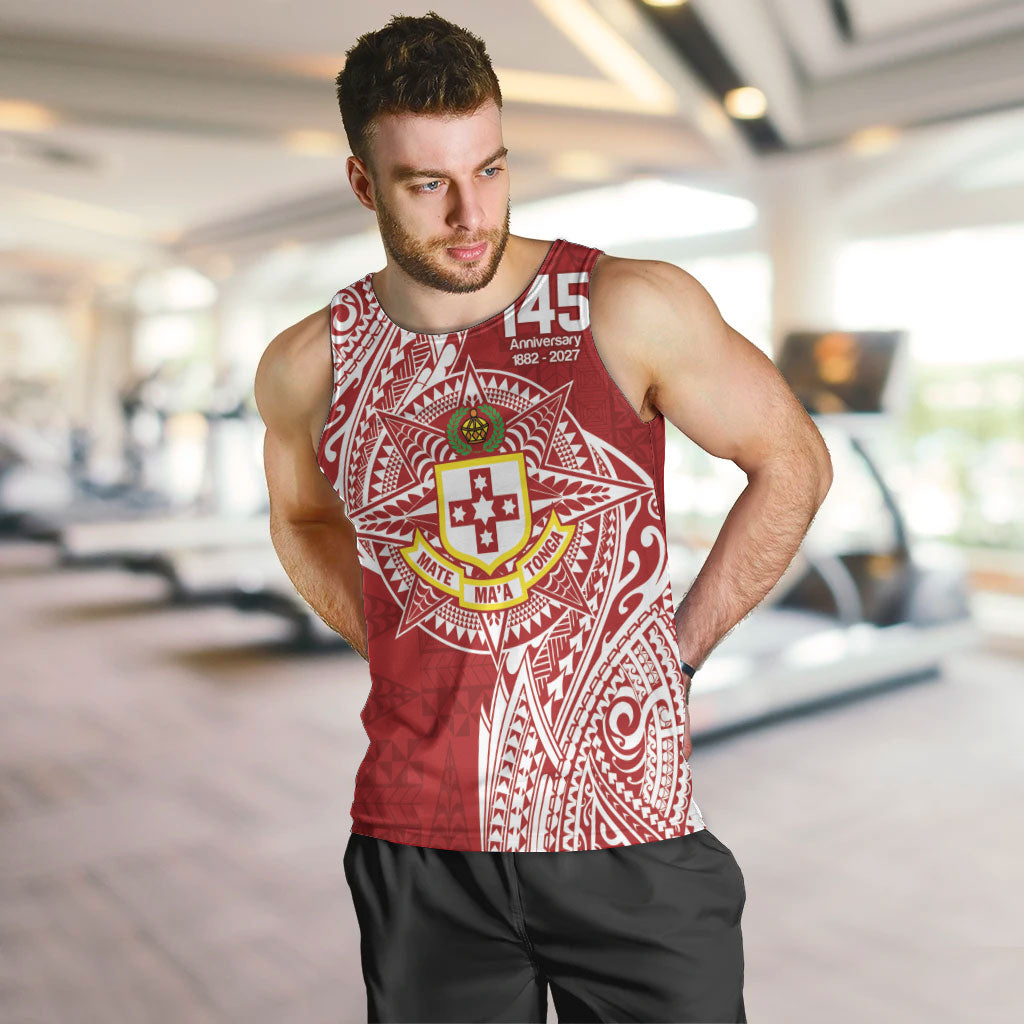 Personalised Kolisi Tonga Atele 145th Anniversary Men Tank Top Special Kupesi Pattern LT9 White - Polynesian Pride