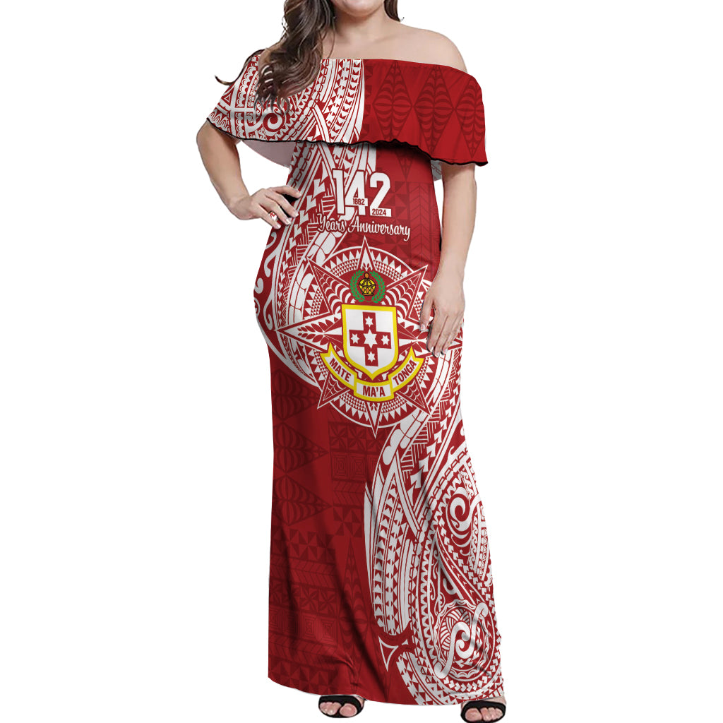 Personalised Kolisi Tonga Atele 142nd Anniversary Off Shoulder Maxi Dress Special Kupesi Pattern