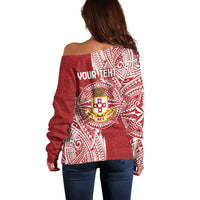 Personalised Kolisi Tonga Atele 145th Anniversary Off Shoulder Sweater Special Kupesi Pattern LT9 - Polynesian Pride