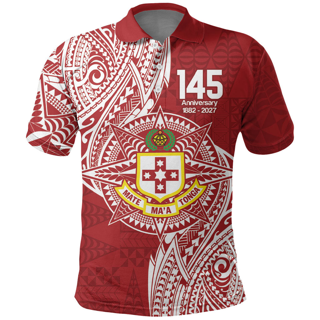 Personalised Kolisi Tonga Atele 145th Anniversary Polo Shirt Special Kupesi Pattern LT9 White - Polynesian Pride