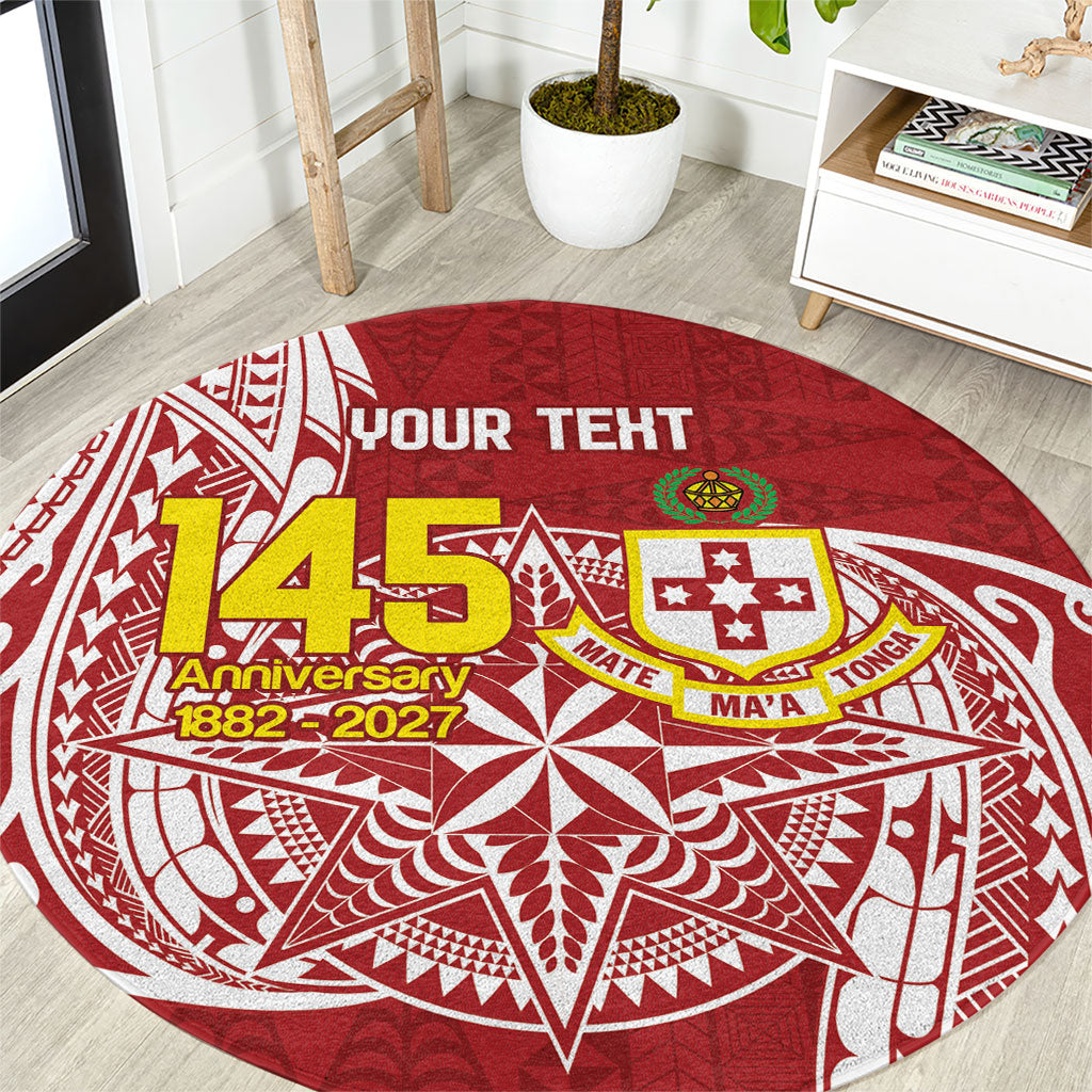 Personalised Kolisi Tonga Atele 142nd Anniversary Round Carpet Special Kupesi Pattern LT9 White - Polynesian Pride