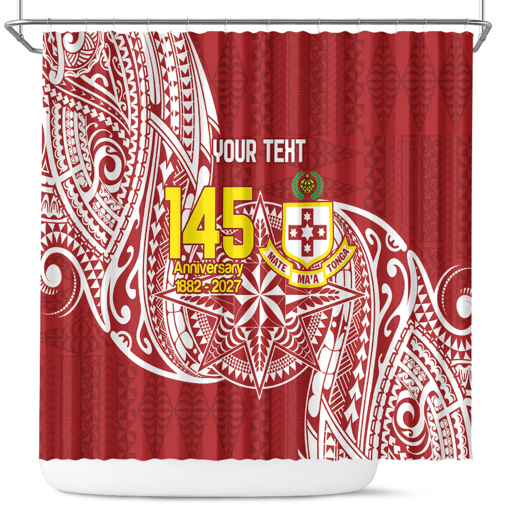 Personalised Kolisi Tonga Atele 142nd Anniversary Shower Curtain Special Kupesi Pattern LT9 White - Polynesian Pride