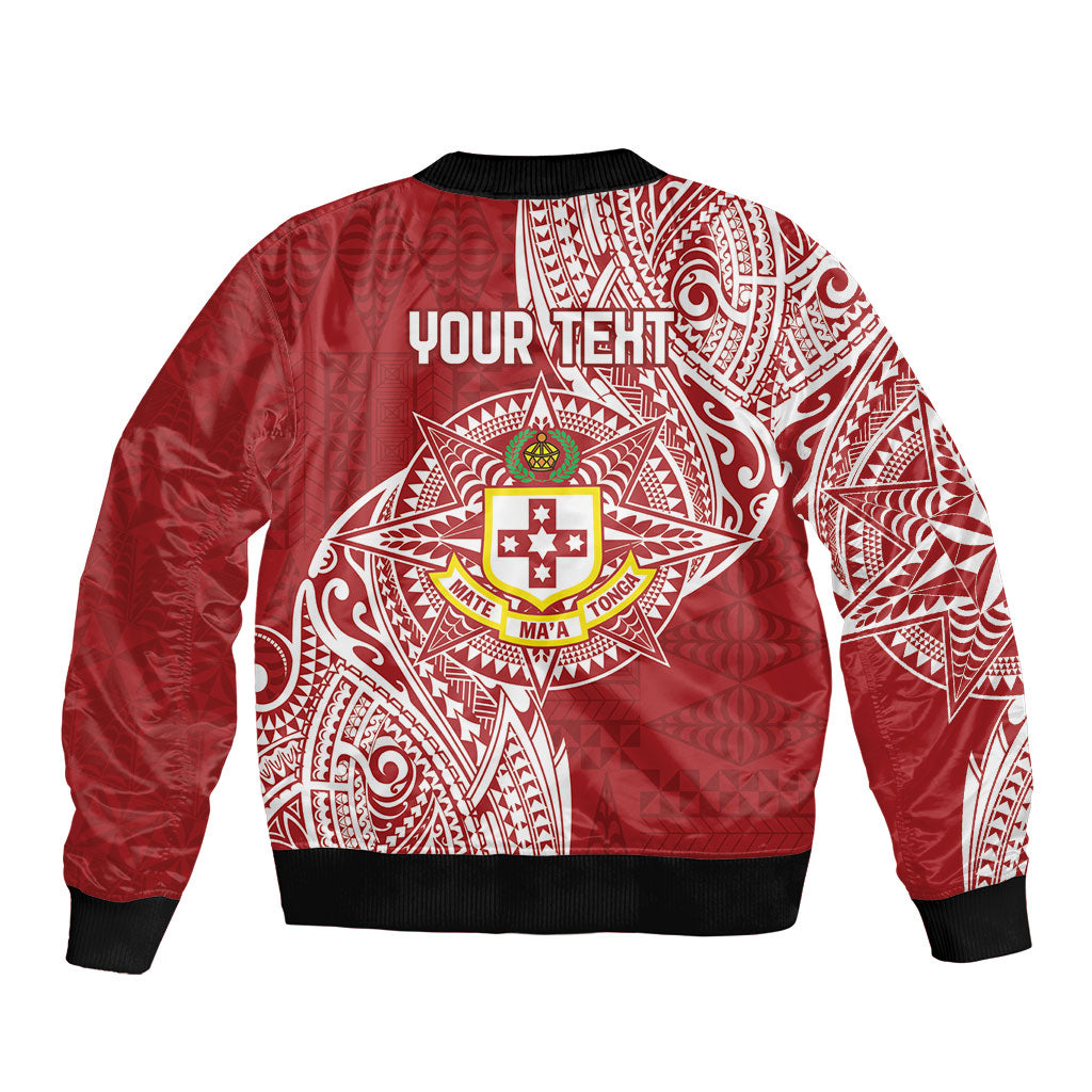 Personalised Kolisi Tonga Atele 142nd Anniversary Sleeve Zip Bomber Jacket Special Kupesi Pattern LT9 - Polynesian Pride