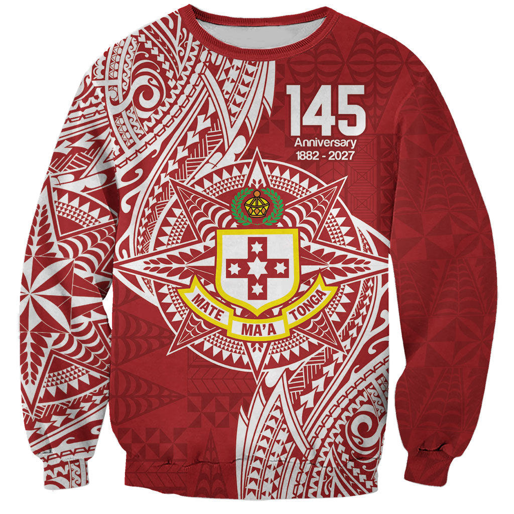 Personalised Kolisi Tonga Atele 145th Anniversary Sweatshirt Special Kupesi Pattern LT9 Unisex White - Polynesian Pride