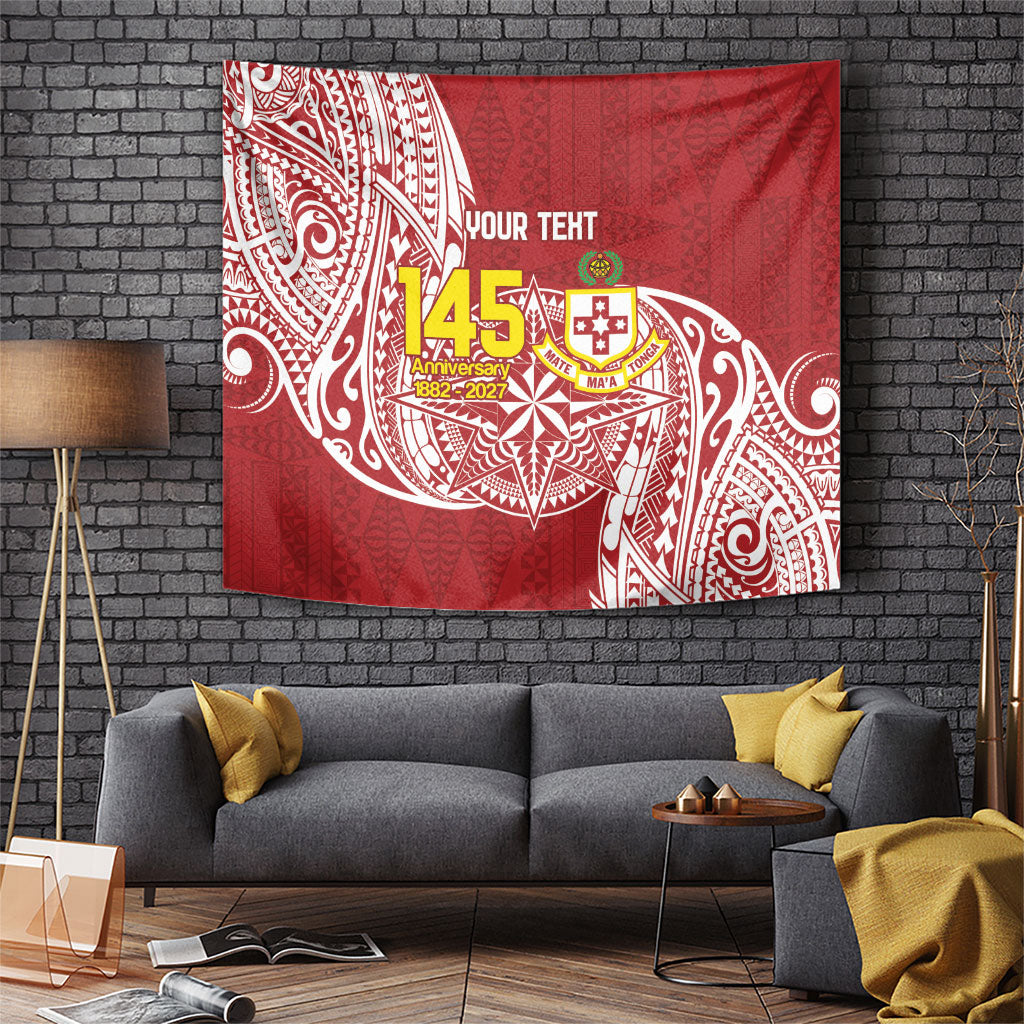 Personalised Kolisi Tonga Atele 142nd Anniversary Tapestry Special Kupesi Pattern LT9 White - Polynesian Pride