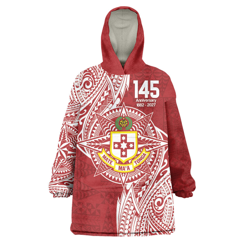 Personalised Kolisi Tonga Atele 145th Anniversary Wearable Blanket Hoodie Special Kupesi Pattern LT9 One Size White - Polynesian Pride