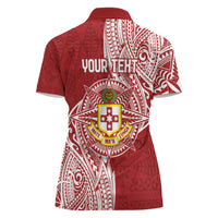 Personalised Kolisi Tonga Atele 145th Anniversary Women Polo Shirt Special Kupesi Pattern LT9 - Polynesian Pride
