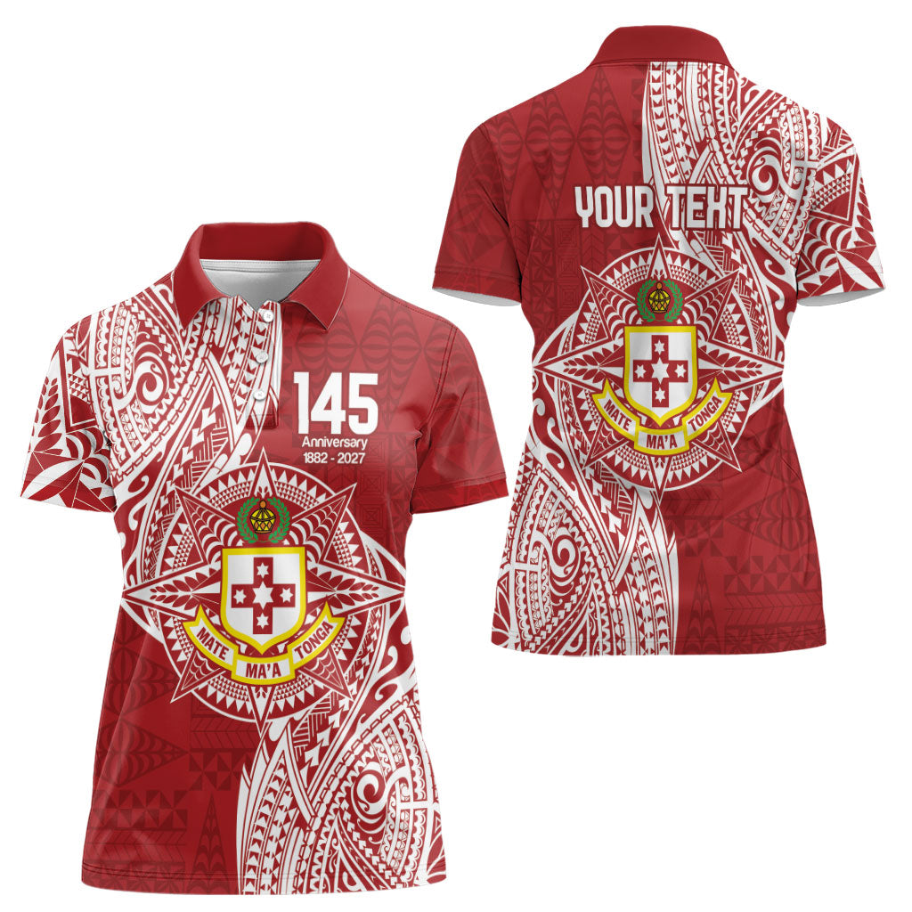 Personalised Kolisi Tonga Atele 145th Anniversary Women Polo Shirt Special Kupesi Pattern LT9 - Polynesian Pride