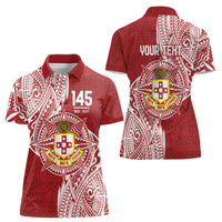 Personalised Kolisi Tonga Atele 145th Anniversary Women Polo Shirt Special Kupesi Pattern LT9 - Polynesian Pride