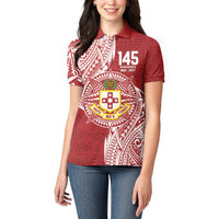 Personalised Kolisi Tonga Atele 145th Anniversary Women Polo Shirt Special Kupesi Pattern LT9 - Polynesian Pride