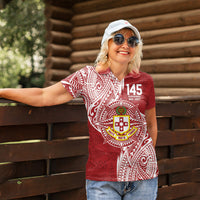 Personalised Kolisi Tonga Atele 145th Anniversary Women Polo Shirt Special Kupesi Pattern LT9 - Polynesian Pride
