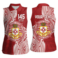 Personalised Kolisi Tonga Atele 145th Anniversary Women Sleeveless Polo Shirt Special Kupesi Pattern LT9 - Polynesian Pride